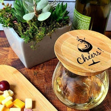 Load image into Gallery viewer, Bamboo Wine Glass Plate - The Bug Stopper! - Momma&#39;s Secret Cupboard
