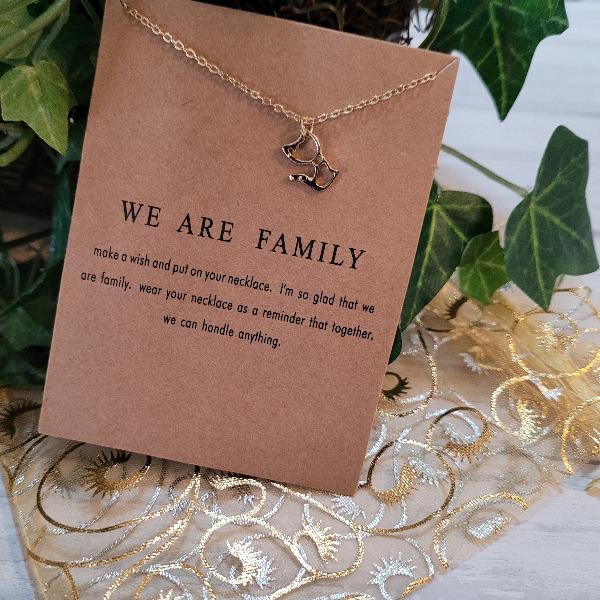 Cat Charm - We Are Family Necklace Card