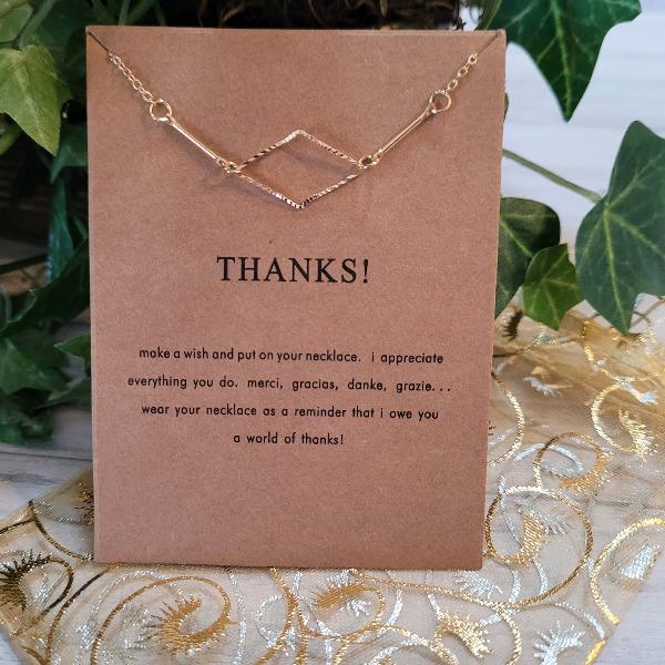 Diamond Charm - Thanks! Necklace card
