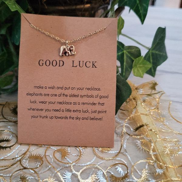 Elephant Charm -Good Luck Inspirational Card & Necklace - Momma's Secret Cupboard