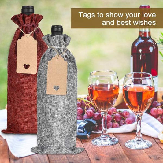 Festive Burlap Wine Bags and Tags - Momma's Secret Cupboard