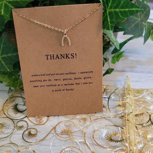 Wishbone Charm - Thanks! Necklace Card – Momma's Secret Cupboard