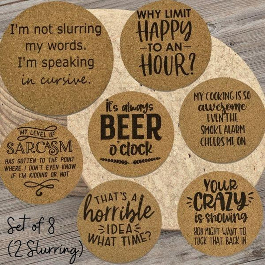 Sassy Cork Coasters - Momma's Secret Cupboard